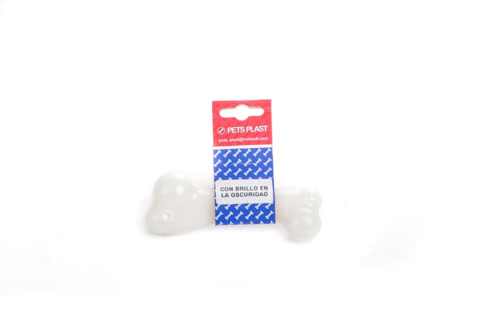 HUESO DE PLASTICO CHICO CON BRILLO EN LA OSCURIDAD - PETS PLAST