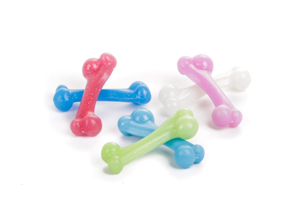 HUESO DE PLASTICO VAINILLA CON BRILLANTINA CHICO - PET PLAST