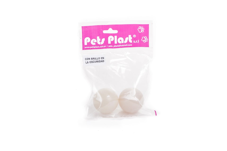 PELOTA DE PLASTICO CHICA X 2 CON BRILLO EN LA OSCURIDAD - PETS PLAST