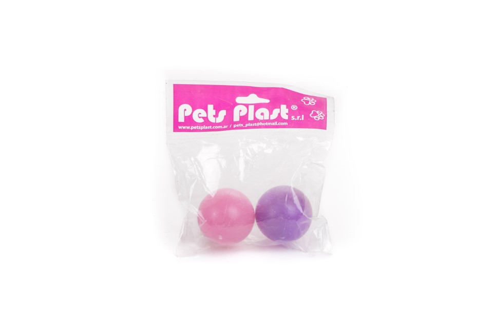 PELOTA DE PLASTICO CON BRILLANTINA CHICA X2 - PETS PLAST