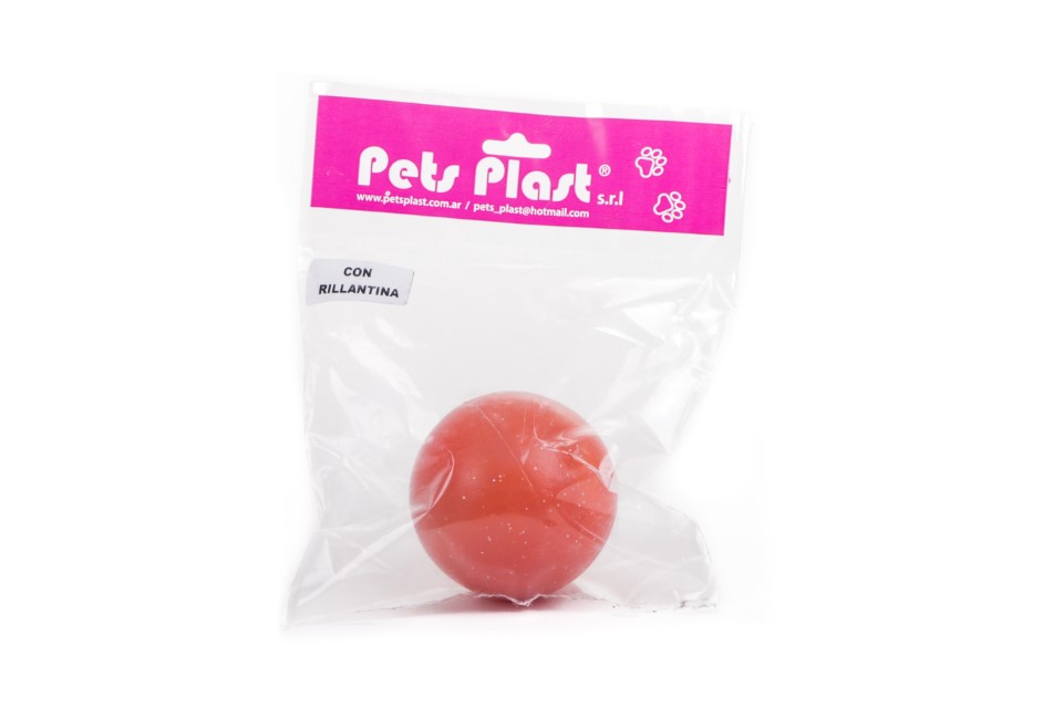 PELOTA DE PLASTICO CON BRILLANTINA GRANDE  - PETS PLAST