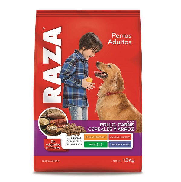 PERROS ADULTOS POLLO CARNE CEREALES ARROZ 15 KG. - RAZA