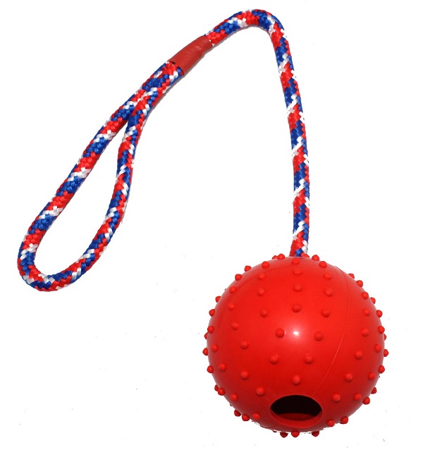 RUBBER SPIKEY BALL WITH ROPE 6X30CM ER052 - CANCAT