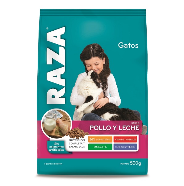 GATOS ADULTOS POLLO Y LECHE 18 UNID X 0,5 KG - RAZA