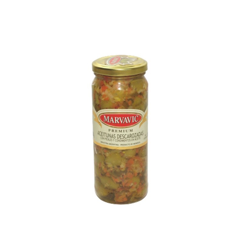 ACEITUNA CONDIMENTADA DESC. FRASCO 6X330cc MARVAVIC 